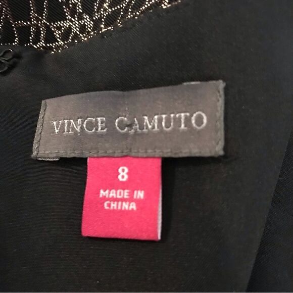 Vince Camuto Dress Women’s Size 8 Gold & Black Metallic Jacquard Cap Sleeve NWT - Picture 11 of 12